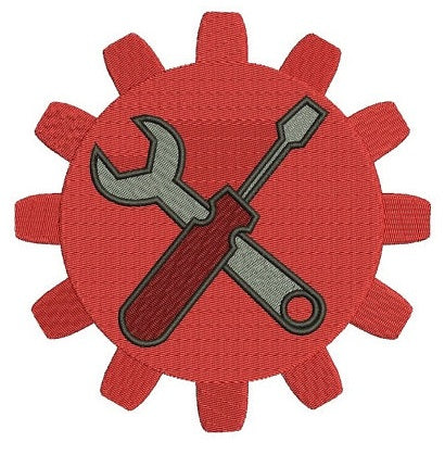 Gear with wrench and a screwdriver mechanic handyman Machine Filled Embroidery Digitized Design Pattern- Instant Download - 4x4 ,5x7,6x10
