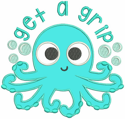 Get a Grip Octopus Marine Applique Machine Embroidery Design Digitized Pattern
