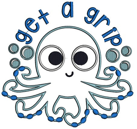 Get a Grip Octopus Marine Applique Machine Embroidery Design Digitized Pattern