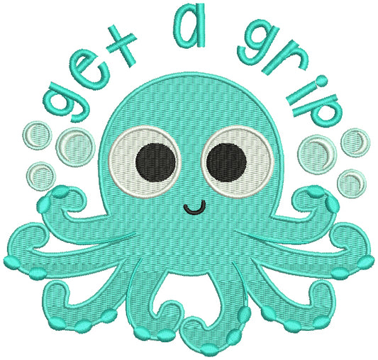 Get a Grip Octopus Marine Filled Machine Embroidery Design Digitized Pattern