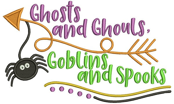 Ghost And Ghouls Gablins And Spooks Filled Halloween Machine Embroidery Design Digitized Pattern