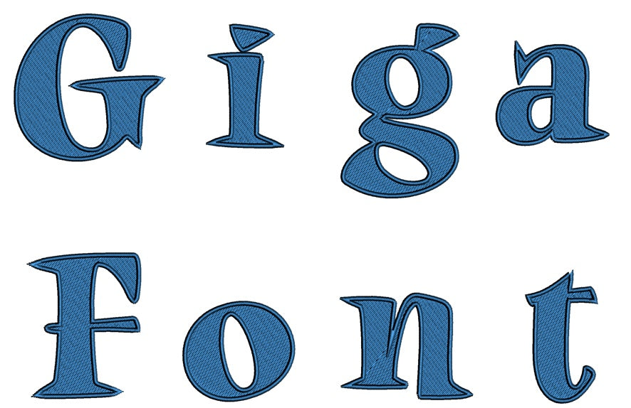 Giga Filled Script Machine Embroidery Font Upper and Lower Case 1 2 3 inches
