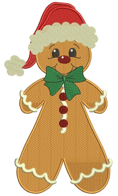 Ginger Bread Man Wearing Santa Hat Christmas Filled Machine Embroidery Design Digitized Pattern