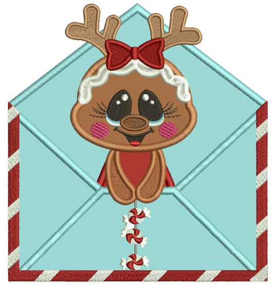 Gingerbread Baby Boy Inside Envelope Christmas Applique Machine Embroidery Design Digitized Pattern