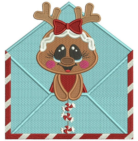 Gingerbread Baby Boy Inside Envelope Christmas Filled Machine Embroidery Design Digitized Pattern