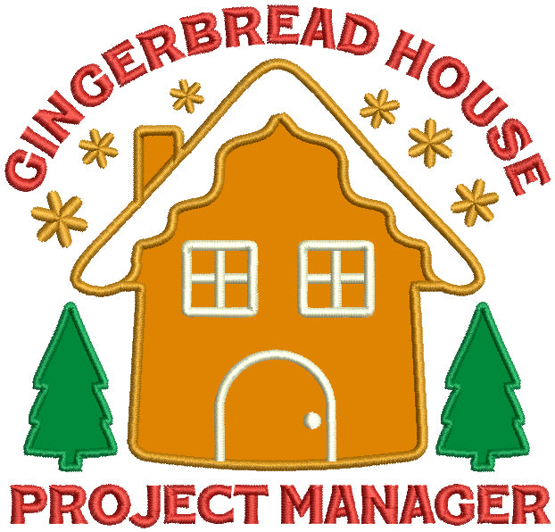 Gingerbread House Project Manager Christmas Applique Machine Embroidery Design Digitized Pattern