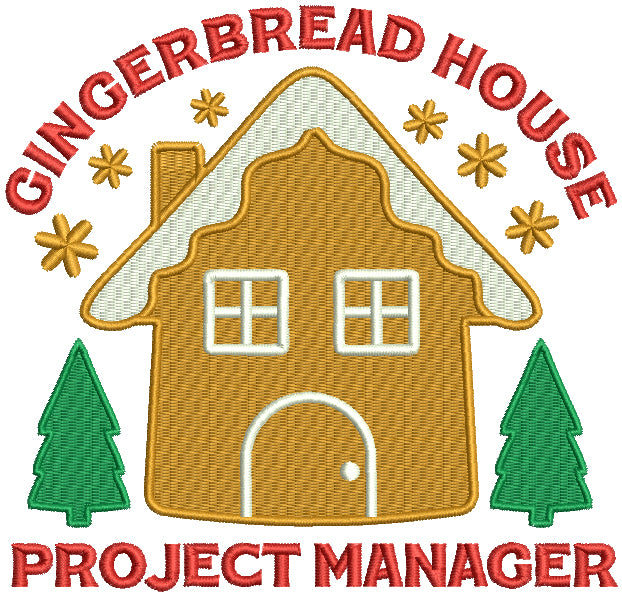 Gingerbread House Project Manager Christmas Filled Machine Embroidery Design Digitized Pattern