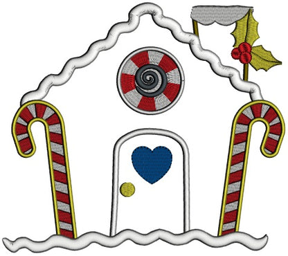 Gingerbread House With Heart On The Door Christmas Applique Machine Embroidery Design Digitized Pattern