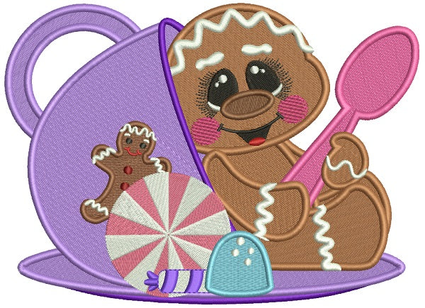 Gingerbread Man Inside Gingerbread Man Inside a Cup Christmas Filled Machine Embroidery Desig ...