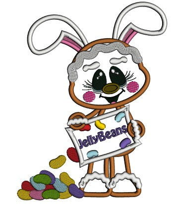 Gingerbread Man Jelly Beans Easter Applique Machine Embroidery Design Digitized