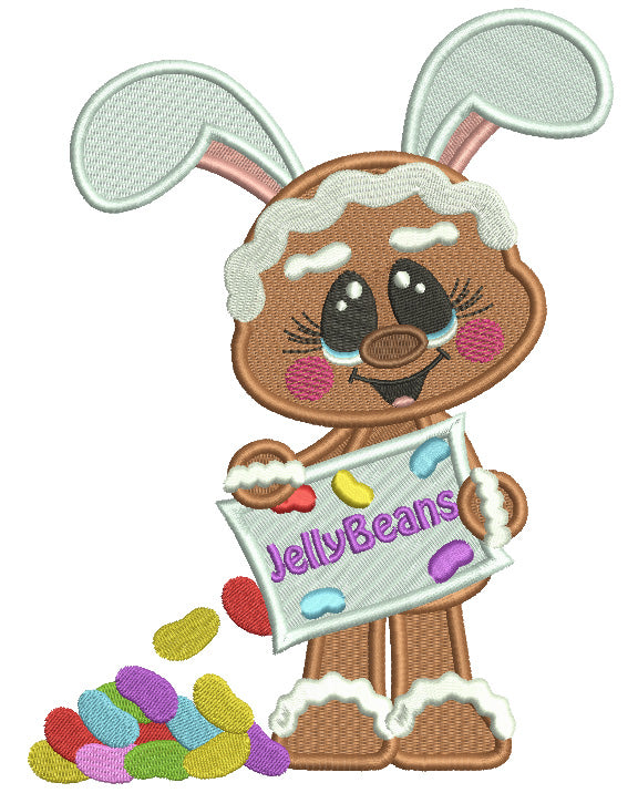 Gingerbread Man Jelly Beans Easter Filled Machine Embroidery Design Digitized
