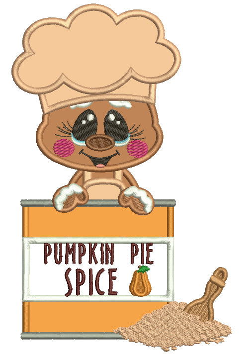 Gingerbread Man Pumpkin Pie Spice Fall Thanksgiving Applique Machine Embroidery Design Digitized Pattern