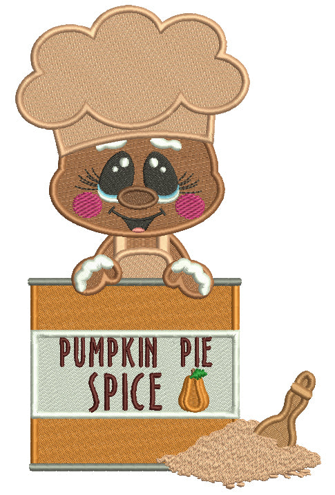 Gingerbread Man Pumpkin Pie Spice Fall Thanksgiving Filled Machine Embroidery Design Digitized Pattern
