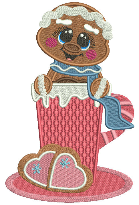 Gingerbread Man With Heart Shaped Cookies Filled Machine Embroidery Design Digitized Pattern