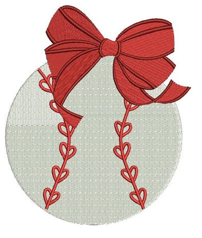 Girl Baseball with Bow Machine Embroidery Digitized Filled Design Pattern - Instant Download - 4x4 , 5x7, and 6x10 -hoops