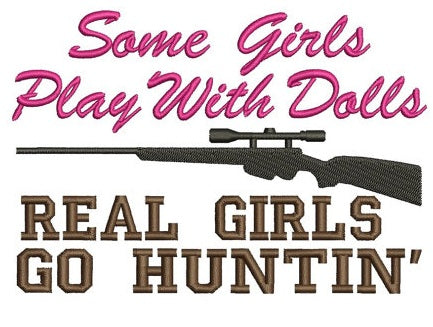 Girl Hunting with a rifle machine embroidery filled digitized design pattern - Instant Download -4x4 , 5x7, and 6x10 hoops