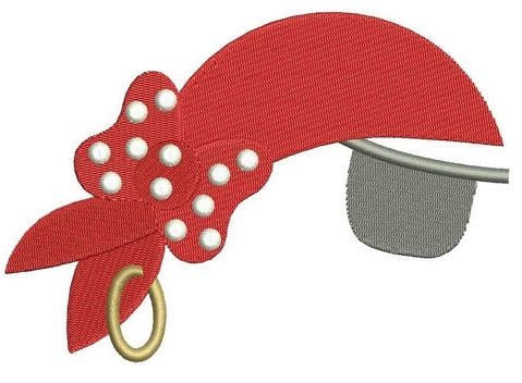 Girl Pirate Hat with an Eye Patch Filled Machine Embroidery Digitized Design Pattern