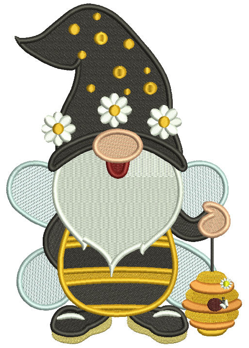 Gnome Bumble Bee Filled Machine Embroidery Design Digitized Pattern