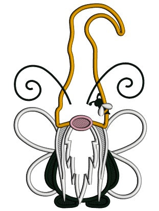 Gnome Bumble Bee With Huge Antennas Applique Machine Embroidery Design Digitized Pattern