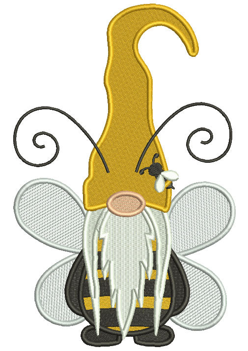 Gnome Bumble Bee With Huge Antennas Filled Machine Embroidery Design Digitized Pattern