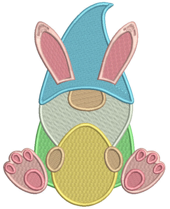 Gnome Holding Easter Egg Filled Machine Embroidery Design Digitized Pattern