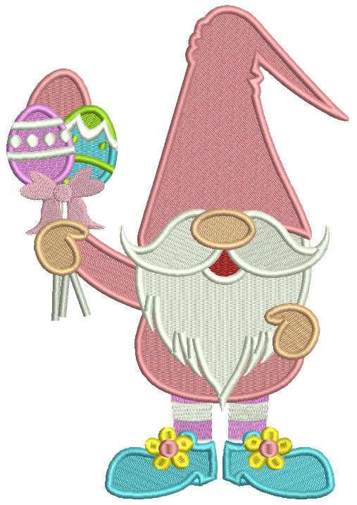 Gnome Holding Easter Eggs Filled Machine Embroidery Design Digitized Pattern