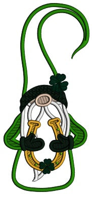 Gnome Holding Horseshoe St.Patrick's Day Applique Machine Embroidery Design Digitized Pattern