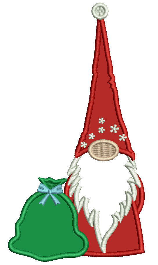Gnome Santa With Presents Christmas Applique Machine Embroidery Design Digitized Pattern