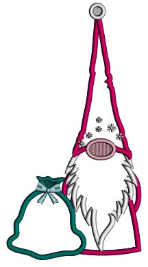 Gnome Santa With Presents Christmas Applique Machine Embroidery Design Digitized Pattern