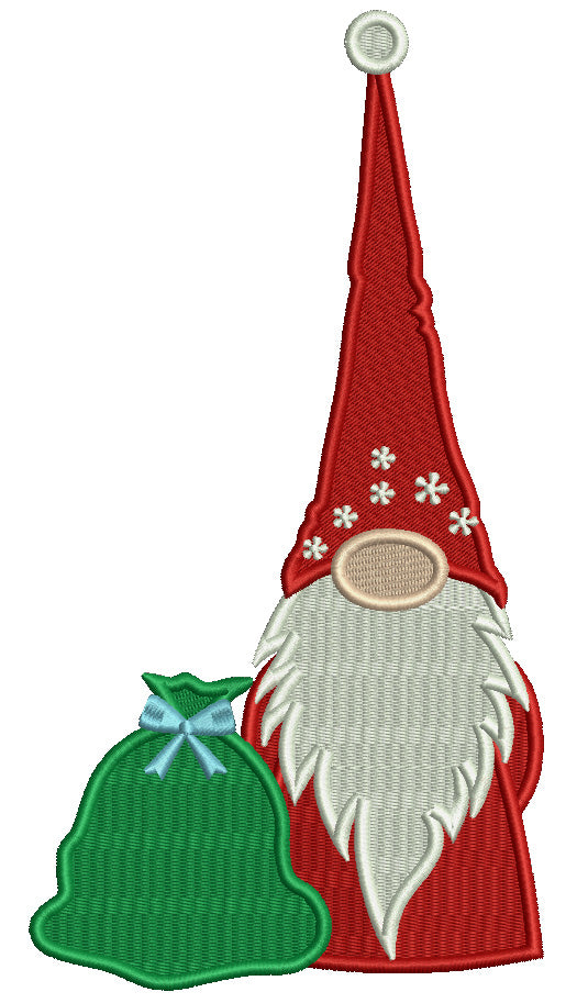 Gnome Santa With Presents Christmas Filled Machine Embroidery Design Digitized Pattern