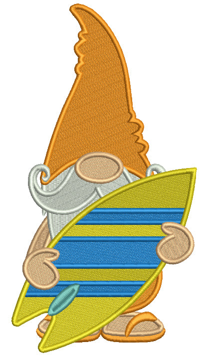 Gnome Surfer Filled Machine Embroidery Digitized Design Pattern