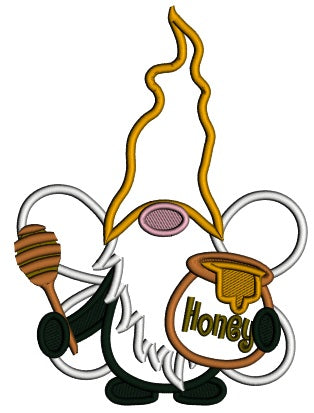 Gnome Wearing Bee Costume With Honey Applique Machine Embroidery Design Digitized Pattern