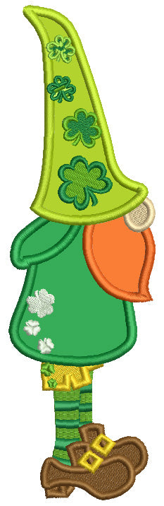 Gnome Wearing Tall Hat With Shamrocks St.Patrick's Day Applique Machine Embroidery Design Digitized Pattern