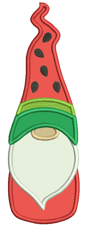 Gnome Wearing Watermelon Hat Applique Machine Embroidery Design Digitized Pattern