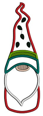 Gnome Wearing Watermelon Hat Applique Machine Embroidery Design Digitized Pattern