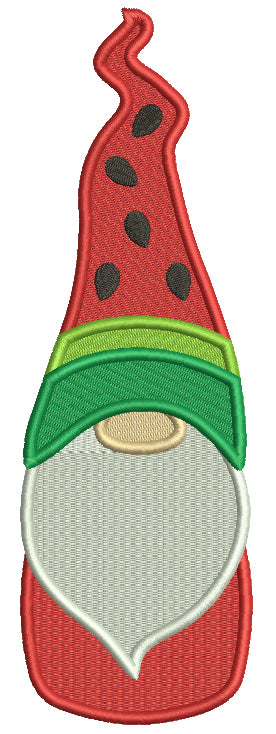 Gnome Wearing Watermelon Hat Filled Machine Embroidery Design Digitized Pattern