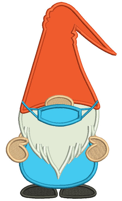 Gnome Wearing a Face Mask Applique Machine Embroidery Digitized Design Pattern