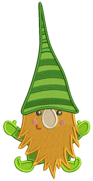 Gnome With Beard Filled St. Patrick's Day Machine Embroidery Design Digitized Pattern