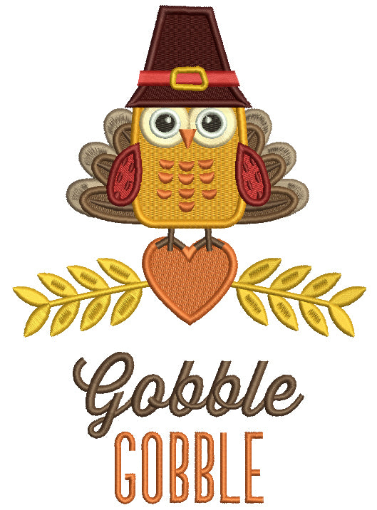 Gobble Gobble Cute Owl With Indian Feathers Thanksgiving Filled Machine Embroidery Design Digitized Pattern