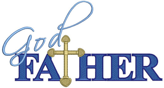 God Father Christening Religious Cross Christian Catholic Filled Machine Embroidery Digitized Design Pattern