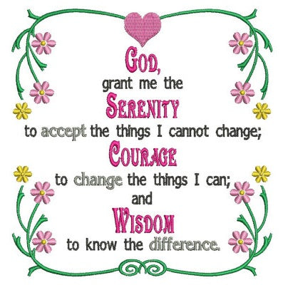 God Grant Me Serenity Prayer Machine Embroidery Digitized Pattern- Instant Download - 5x7,6x10 -hoops