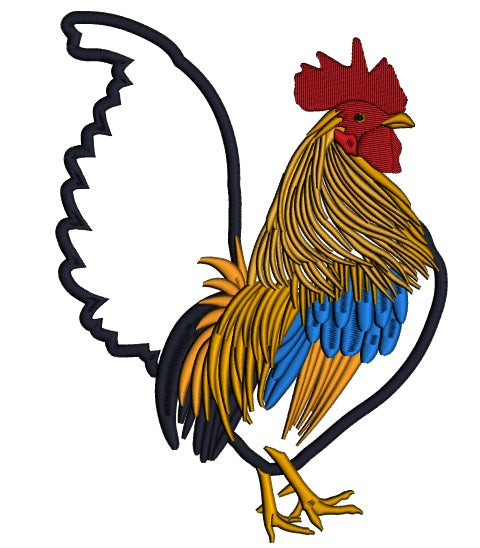 Golden Rooster Applique Machine Embroidery Digitized Design Pattern