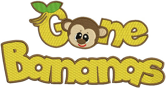 Gone Bananas Monkey Filled Machine Embroidery Design Digitized Pattern