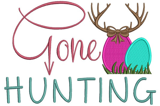 Gone Hunting Two Easter Eggs Filled Machine Embroidery Design Digitized Pattern
