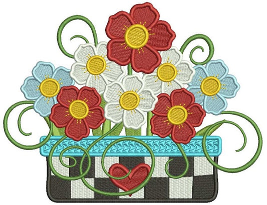 Gorgeous Flower Bouquet Filled Machine Embroidery Design Digitized Pattern