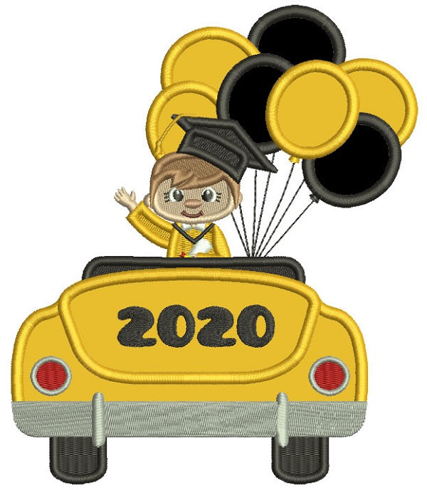 Graduate Boy With Balloons 2020 Applique Machine Embroidery Design Digitized Pattern