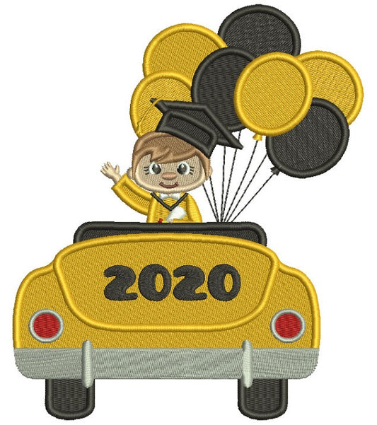 Graduate Boy With Balloons 2020 Filled Machine Embroidery Design Digitized Pattern