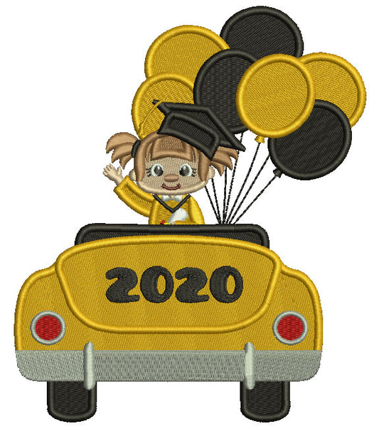 Graduate Girl With Balloons 2020 Filled Machine Embroidery Design Digitized Pattern