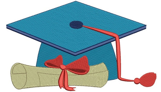 Graduation Cap Filled Machine Embroidery Digitized Design Pattern