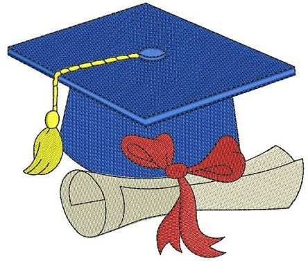 Graduation Cap with diploma Machine Embroidery Digitized Filled Design Pattern -Instant Download- 4x4,5x7,6x10